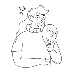 An editable doodle mini illustration of imposter syndrome