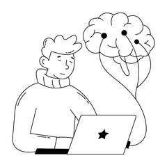 A handy doodle mini illustration of brain checkup