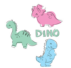 Hand drawn cute dinosaur vector cartoon character Kids trend print