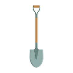 Shovel flat vector illustration on white background. Simple garden shovel icon vector design