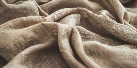 wrinkled cotton burlap natural fabric cloth texture close up