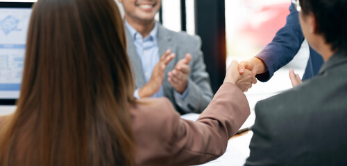 Business people making handshake with partner, greeting, dealing, merger and  successful business