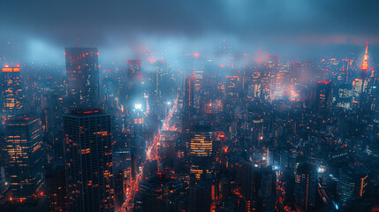 Fototapeta premium Vibrant cityscapes at night.