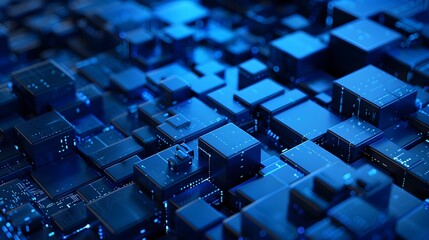 Luminous Abstract 3D Blocks with Precision Engineering and Minimal Design