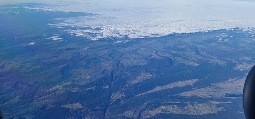 flight above european mainland and sea coast