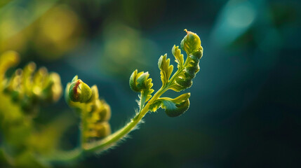 close up of  a fresh green fern leaf