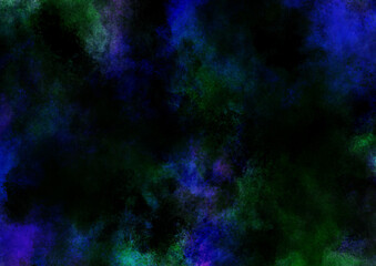 青と緑の光が浮かび上がる不気味な暗い背景画像