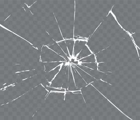 effect broken glass  on a transparent white background