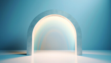 generated illustration of arch with pastel raibow light