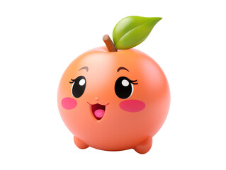 Fototapeta premium Cute peach character on solid white background2
