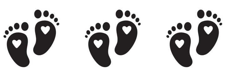 silhouette baby love footprint illustration design