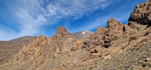 rocky formation monuments in natural park of Teide tenerife