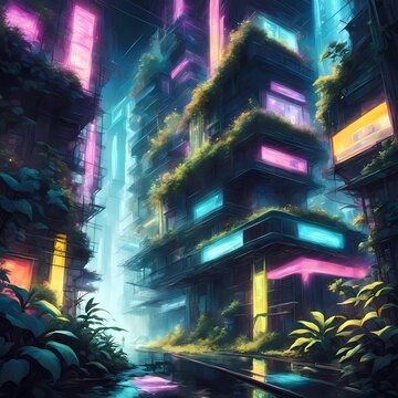 overgrown-dystopian-cityscape-unveiling-a-mystery-through-the-discovery-of-unique-futuristic-tech - 1