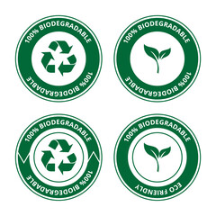 Pegatinas 100 % biodegradable. Vector