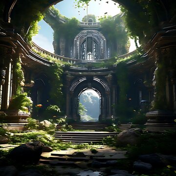 space-station-styled-as-a-medieval-sanctuary-overgrown-with-an-awe-inspiring-array-of-foliage - 1
