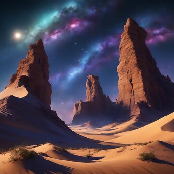 desert-horizon-space-dunes-towering-beautiful-colorful-stars - 1