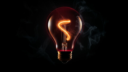 light bulb on black background with smoke illustration,light bulb idea, concepty of creativity