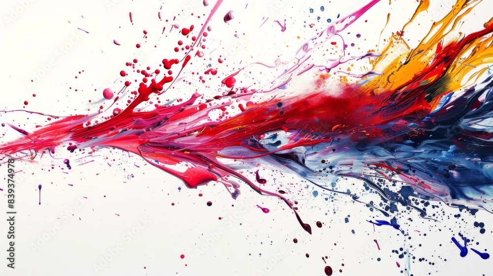 Leinwandbilder energetic splashes of paint on a white canvas, forming a dynamic and colorful abstract background