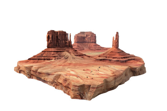 recommend clip art: A desert landscape with a large rock formation in the middle, 3d render, clipart, isolated on a transparent background.