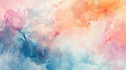 Fototapeta premium Soft pastel hues blending seamlessly in an abstract watercolor style, evoking a calm and serene atmosphere