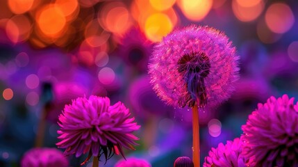 A close up of a pink flower with a purple background