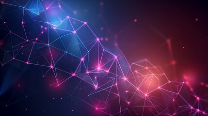 Fototapeta premium Abstract Neon Network with Geometric Shapes