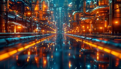 Obraz premium Industrial Energy Optimization, illustrating advanced automation and AI technologies optimizing energy usage in industrial settings,