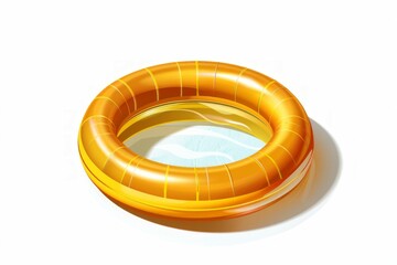gold color swim ring on white background
