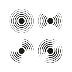Abstract concentric circles. Black and white. Radial design elements. Modern vector icons.