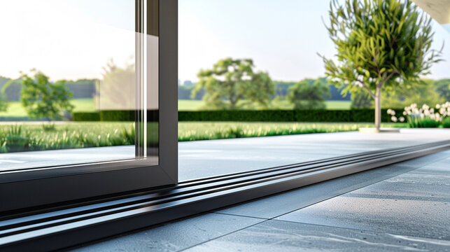 Elegant aluminum sliding window frame with a smooth finish  highlighting its functionality and modern design  perfect for stylish interiors