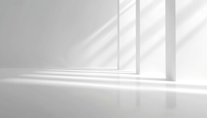 white background with light shades and invisible lines lights and shadow play on white wall of empty room
