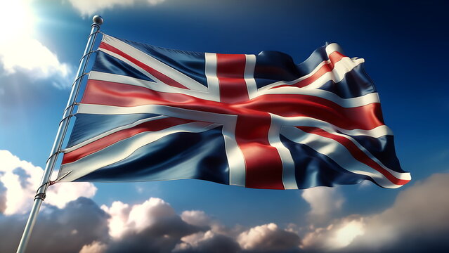British Union Jack Flying Proudly Against a Bright Sky