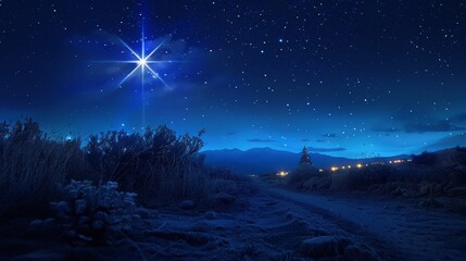 Capture the beauty of a Christmas star shining brightly in the night sky, guiding the way and symbolizing hope and joy during the holiday season.