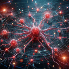 3D of rendering of the nervous system and the nervous system in the brain