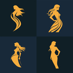 Collection of Women icons.Logo of female.Girls full body icon. fashion vector symbols.Set of lady