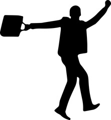 Standing Business man with briefcase silhouette black filled vector, businessman in suit, Vector of Business People png, person isolated on transparent background, silhouette of a person PNG