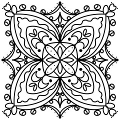 mandala flower.simple circle mandala. black line flower structure Meditation practice illustration.Abstract line flower .coloring book illustration. Paintings, mandala tattoos. line mandala elements.
