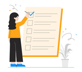 Woman Check To Do Lists Illustrations