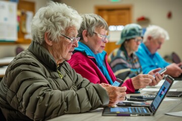 Seniors Engaging in Technology Workshop Learning to Use Smartphones and Computers