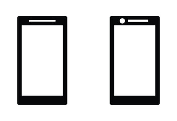Smartphone vector icon for background graphic design. Modern black vector illustration of mobile gadget in flat style. Vector illustration. Eps file 157.