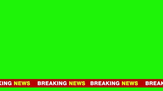 Breaking News Ticker Scrolling Text on Green Background