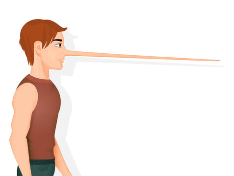 illustration of lying man on white background