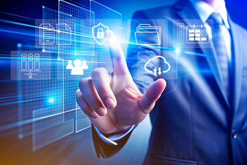 Document Management System DMS, Document management concept online document database digital file storage systems software, Record keeping database technology File access Sharing documents