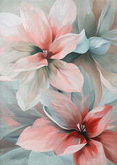 Obraz premium A painting of pink flowers with soft pastel colors. The painting has a soft and calming mood