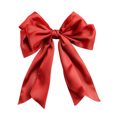a ribbon bow in red, tied in a festive bow shape, on a white background, perfect for creating a transparent image