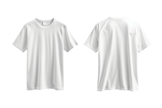 White t-shirt front and back on a transparent background, Mock up
