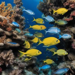Naklejka premium beautiful fish swimming in the coral reef
