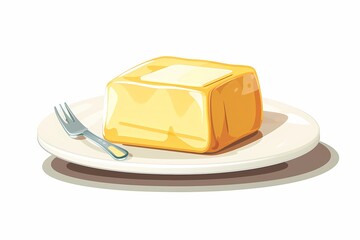 Modern 64-Bit Butter Dish Vector Illustration in Flat Design on White Background