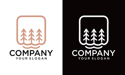 Pine Tree Simple Line Logo Template. Universal creative premium symbol. Vector illustration. Creative Minimal design template. Symbol for Corporate