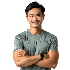 [Transparent Background PNG]Portrait of a smiling Asian man in sportswear